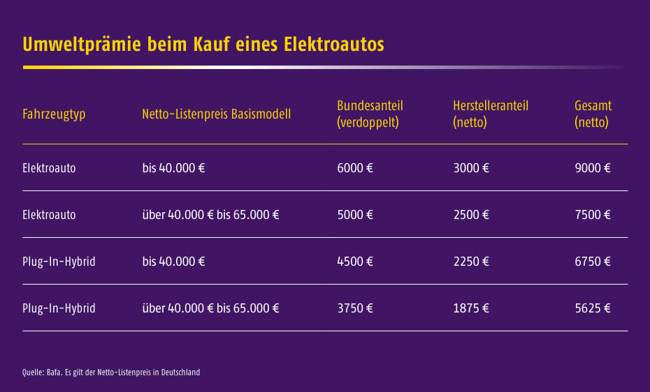 Förderung Elektroauto: Umweltprämie beim Kauf eines Elektroautos - Quelle: Bafa